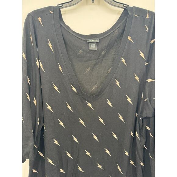 Torrid Womens Lightning Bolt V-Neck Tunic Top 3/4 Sleeve Size 3 Black NWOT - Picture 4 of 5